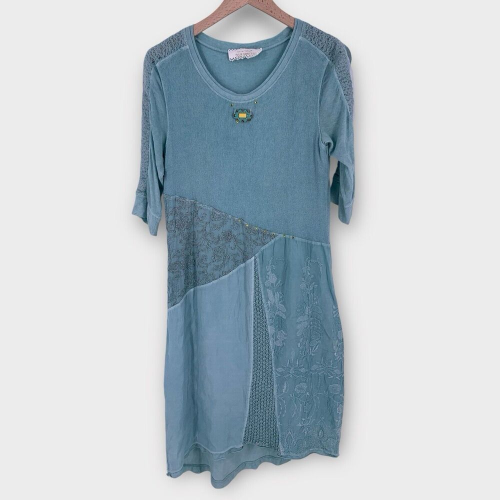 Elisa Cavaletti Daniella Dallavalle Blue-Green Dress Designer Lace Knit M